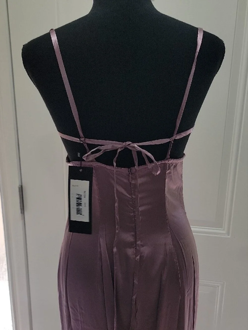 Satin Maxi Slip Dress in Dusty Rose with Front Slit